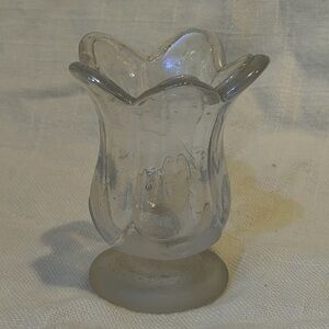 Clear Glass Small Vase With Pedals Hand Blown In Taiwan Vintage